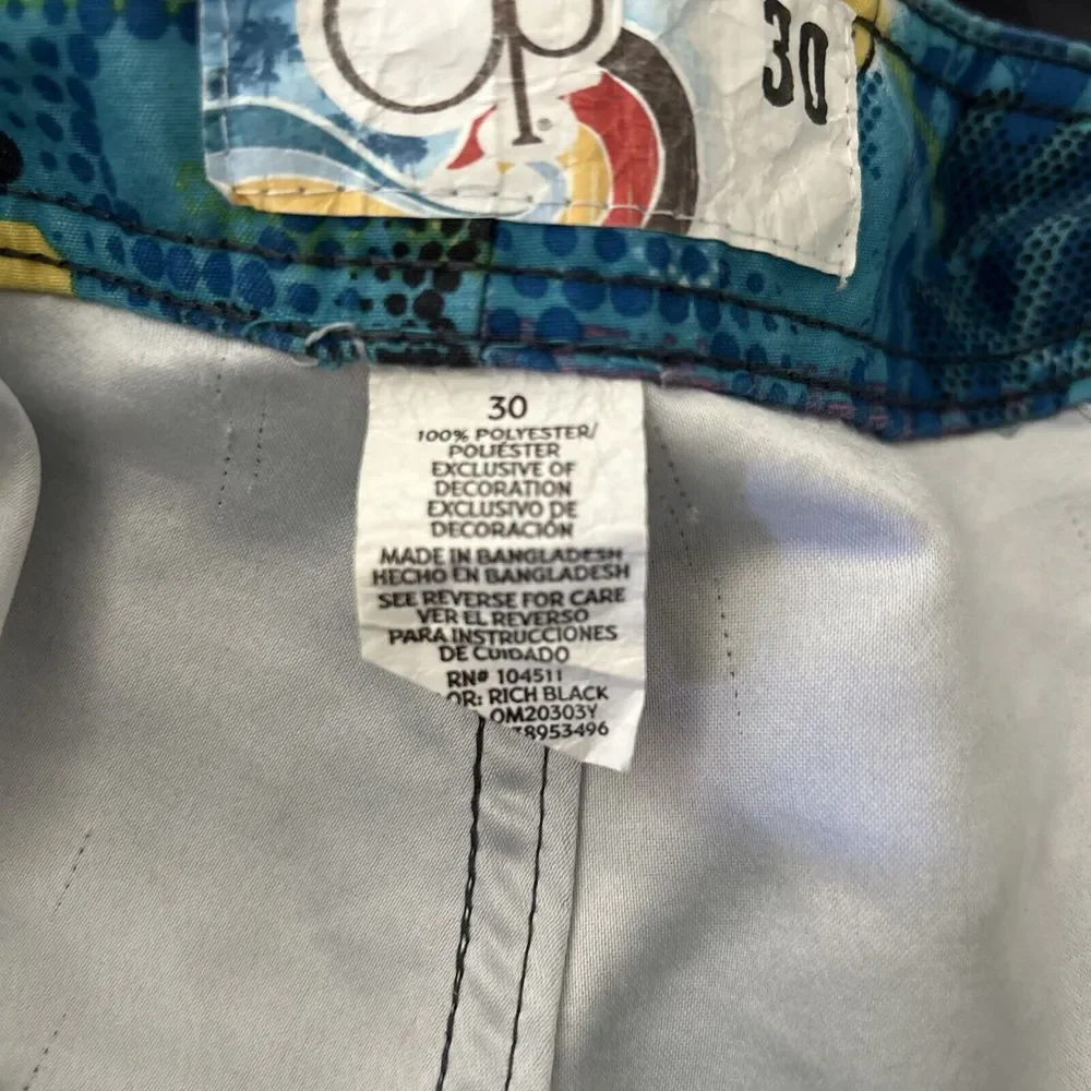 Adult Mens Womens OP Ocean Pacific Swim Wear Shorts Size 30 Vintage Abstract Geo